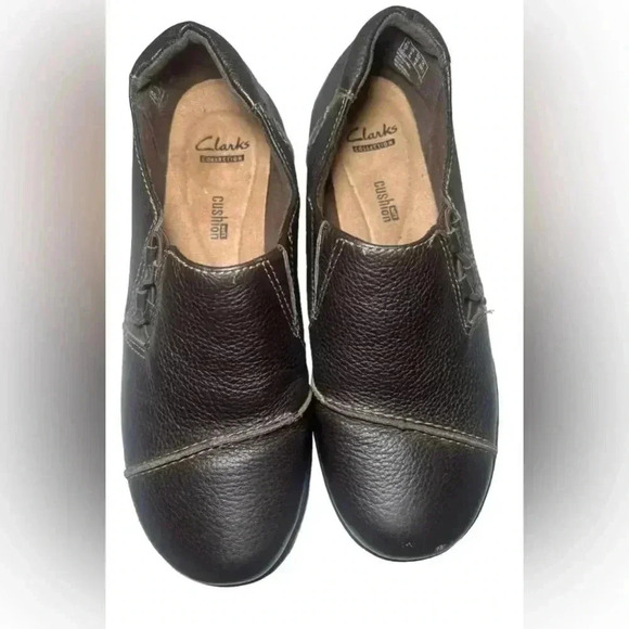 𝅺CLARKS Collection Soft Cushion brown Leather Slip On Shoes Women’s US 9M - Picture 3 of 6